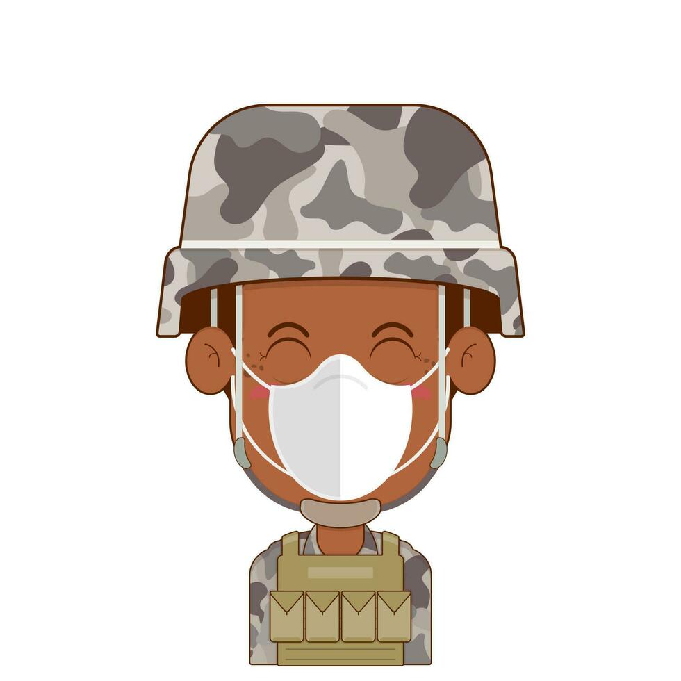 soldier wear medical mask cartoon cute vector