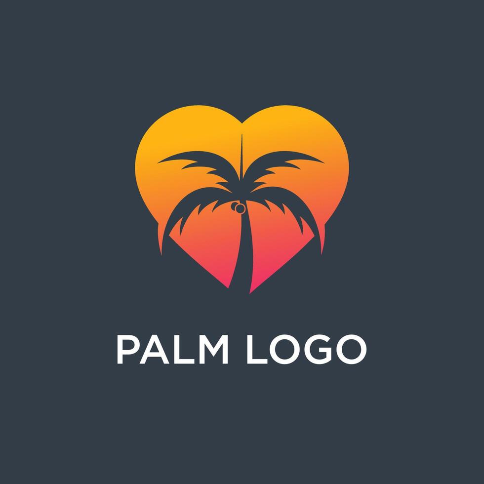 Palm tree logo design with heart element and unique concept vector