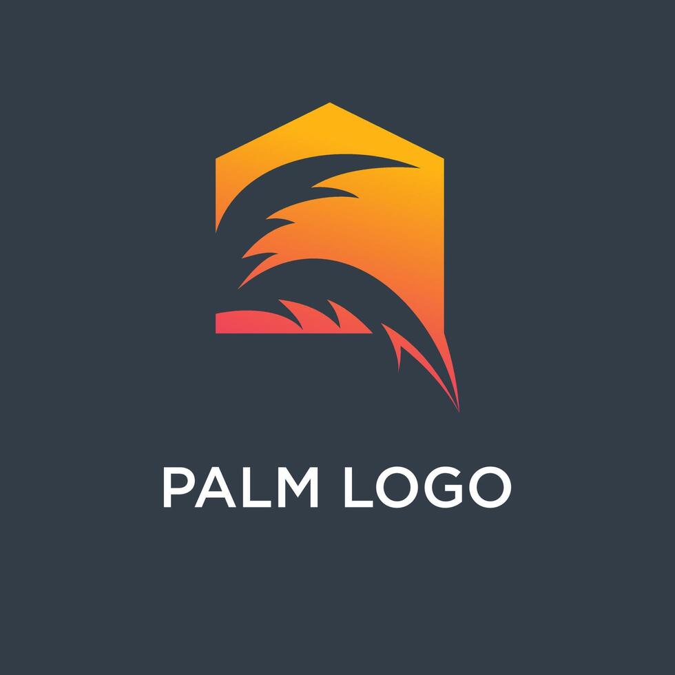 Palm tree logo design ilustration with house concept vector