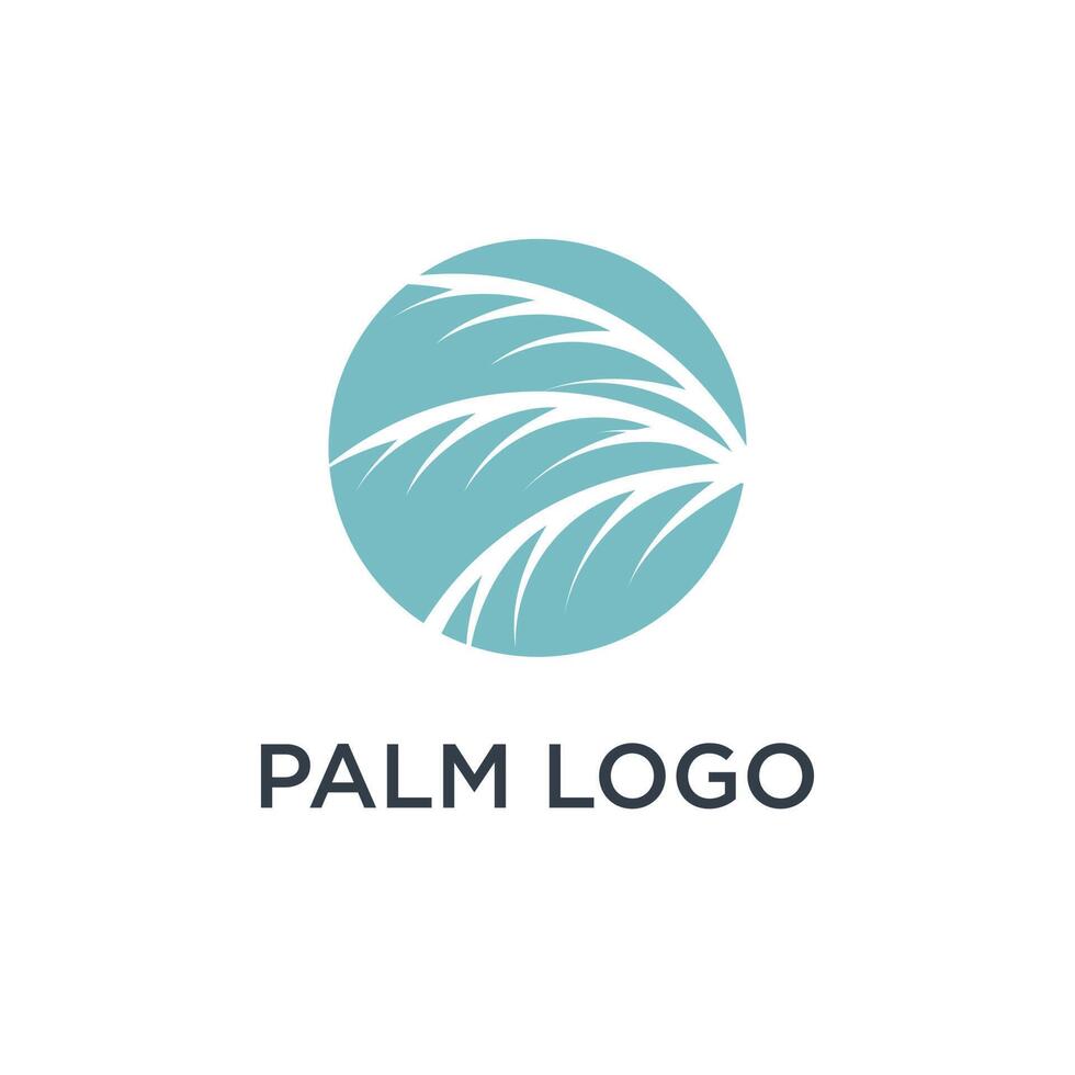 Palm tree logo design template with circle element vector