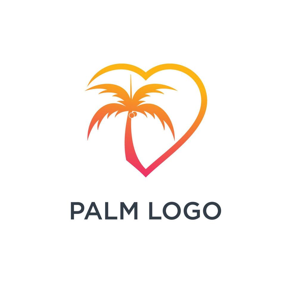 palma árbol logo diseño con corazón elemento y único concepto vector