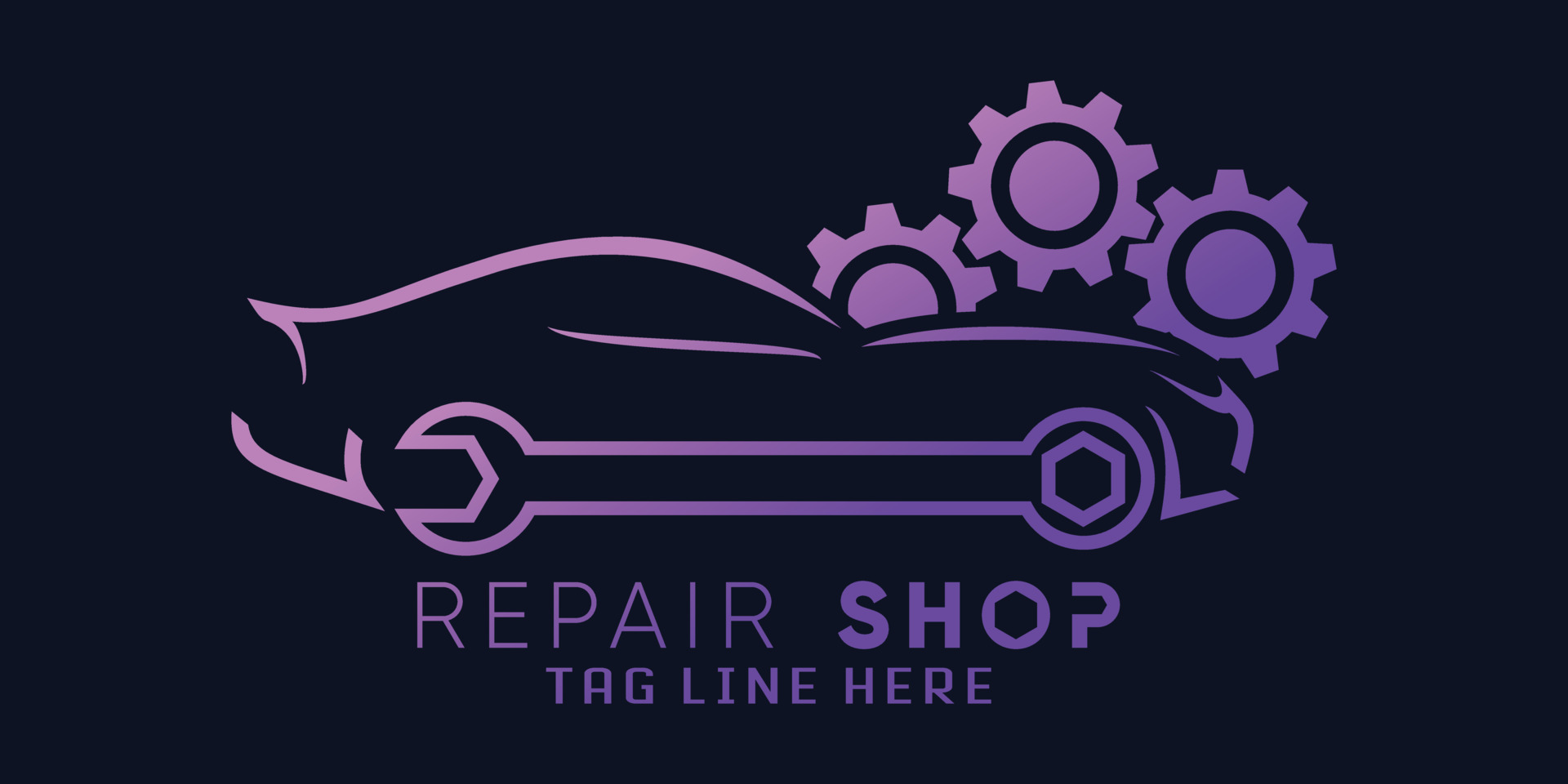 Automotive repair and car repair logo with creative car shape and gear