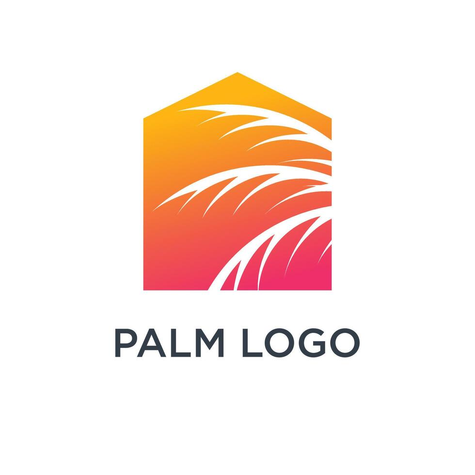 Palm tree logo design ilustration with house concept vector