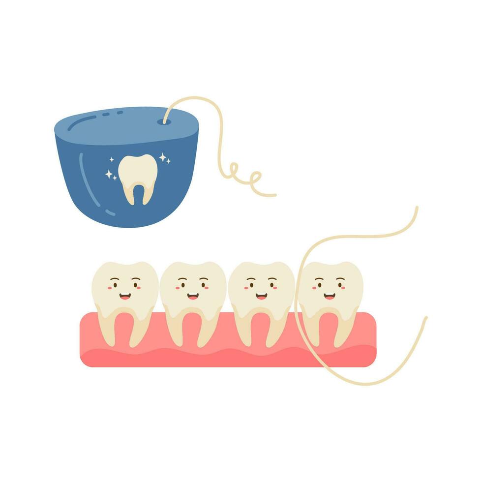 dental seda floja para dientes vector