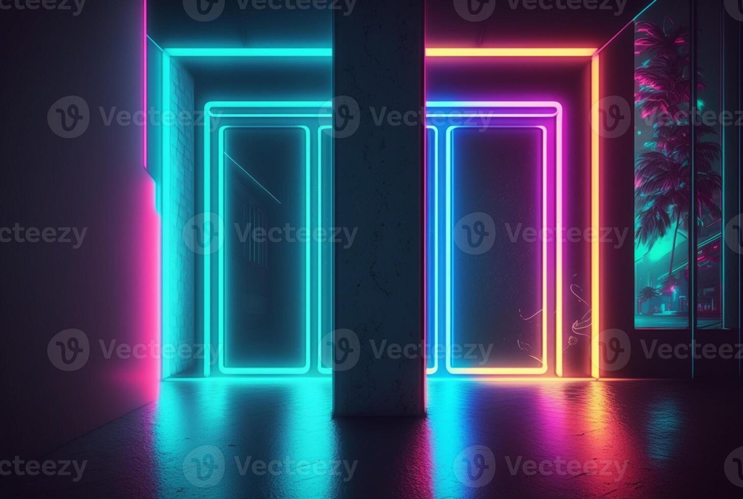 realistic background with neon light. photo