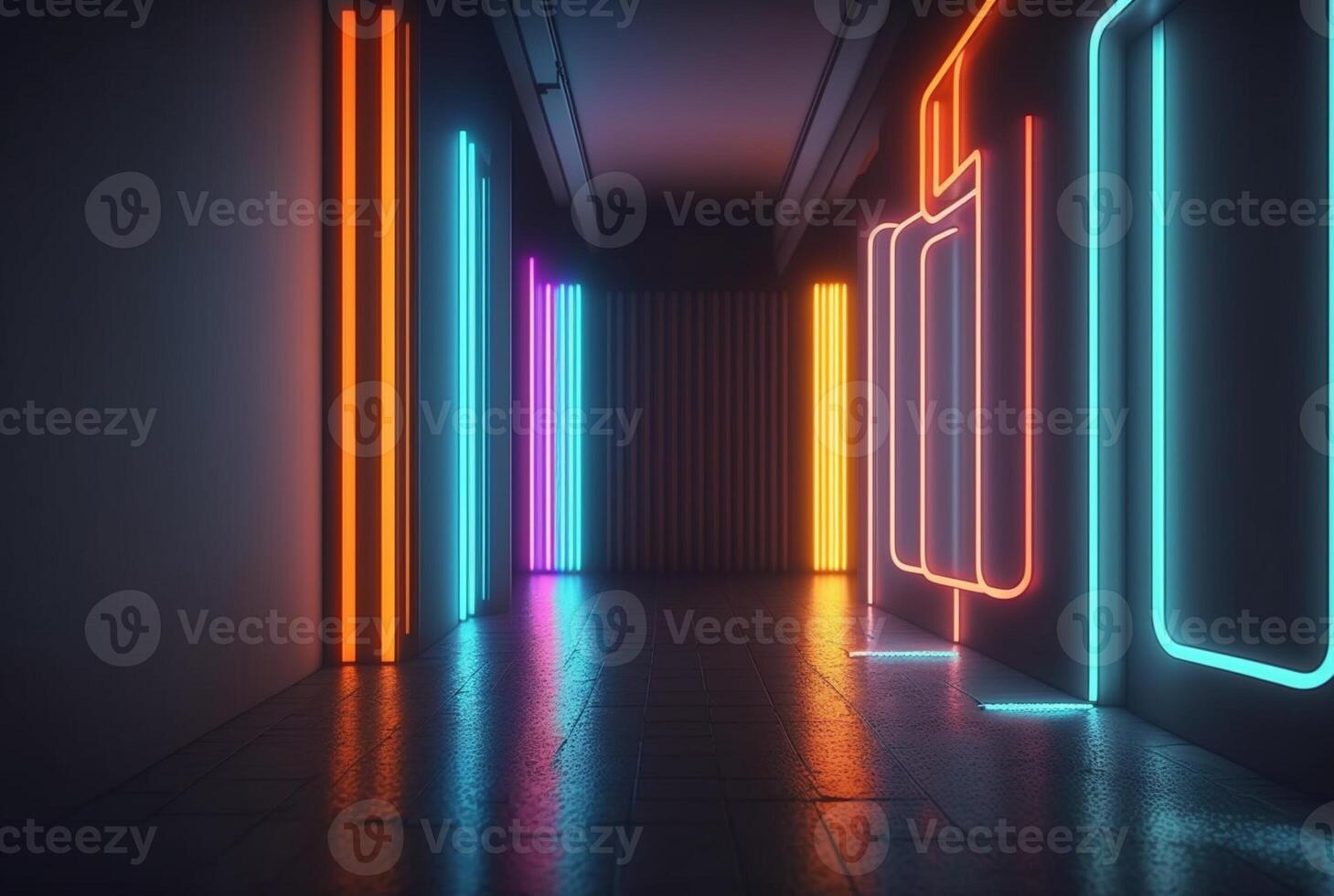 realistic background with neon light. photo