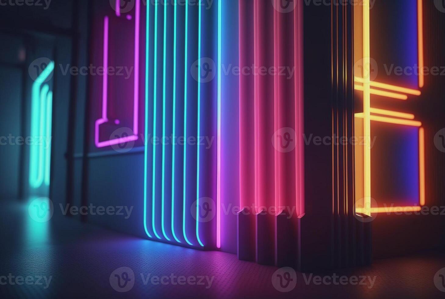 realistic background with neon light. photo