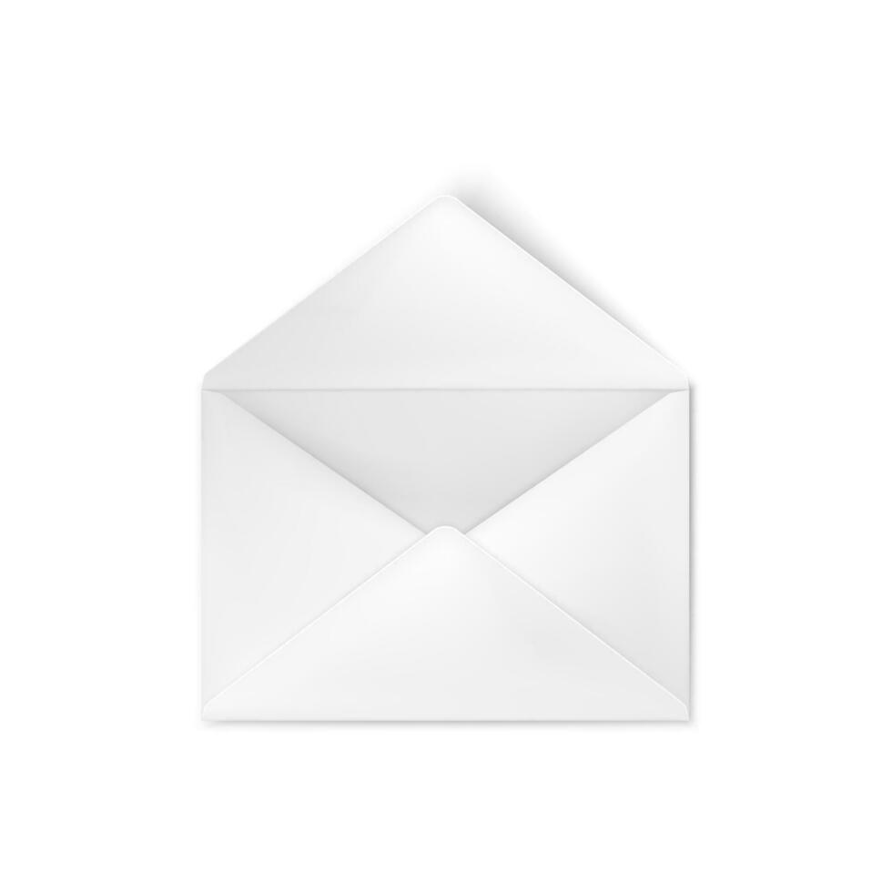 Realistic empty open white envelope. Vector illustration