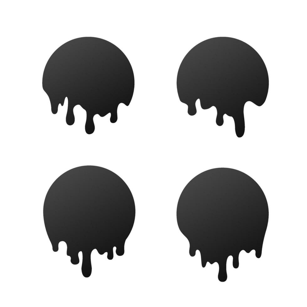 Dripping black circles. Liquid drops of ink. Dripping liquid. Vector illustration isolated on white