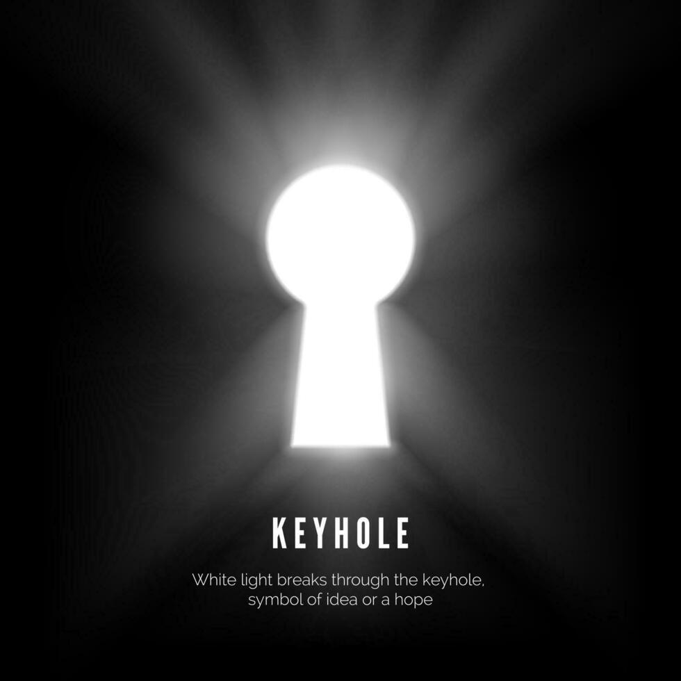 Keyhole. White light breaks through the keyhole symbol of idea or hope. vector illustration