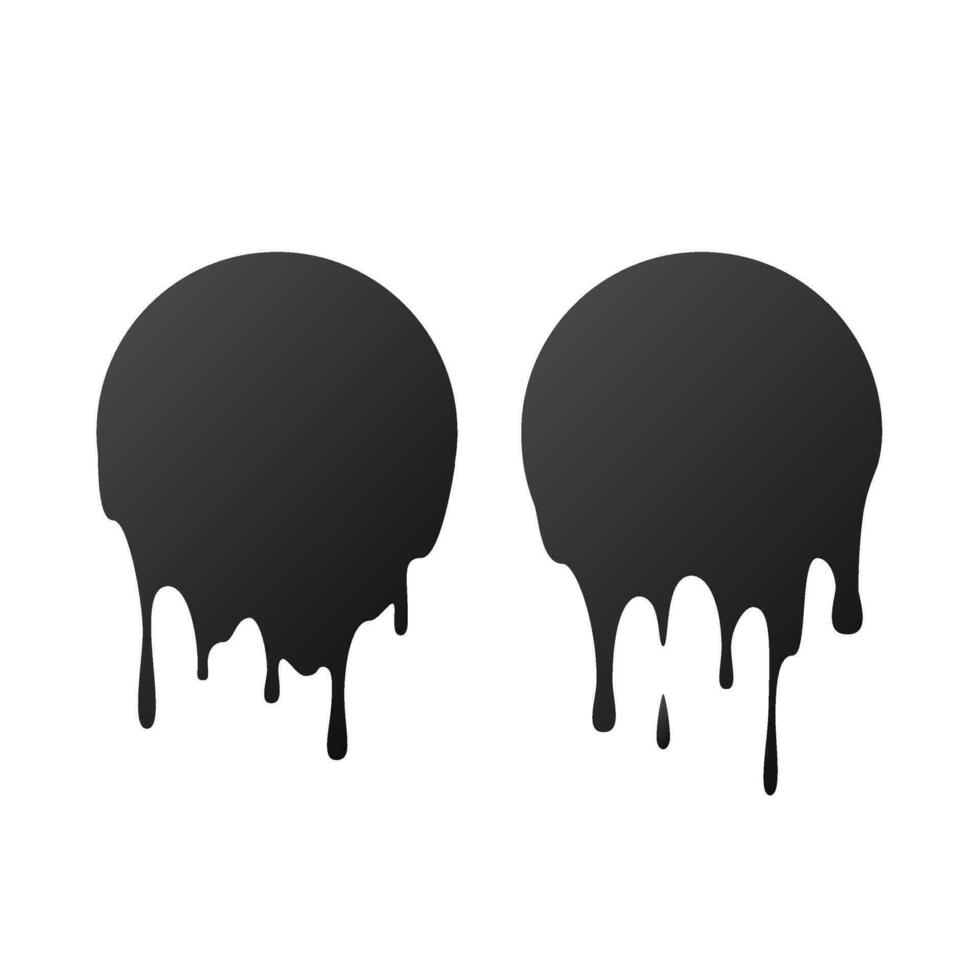 Dripping black circles. Dripping liquid. Liquid drops of ink. Vector