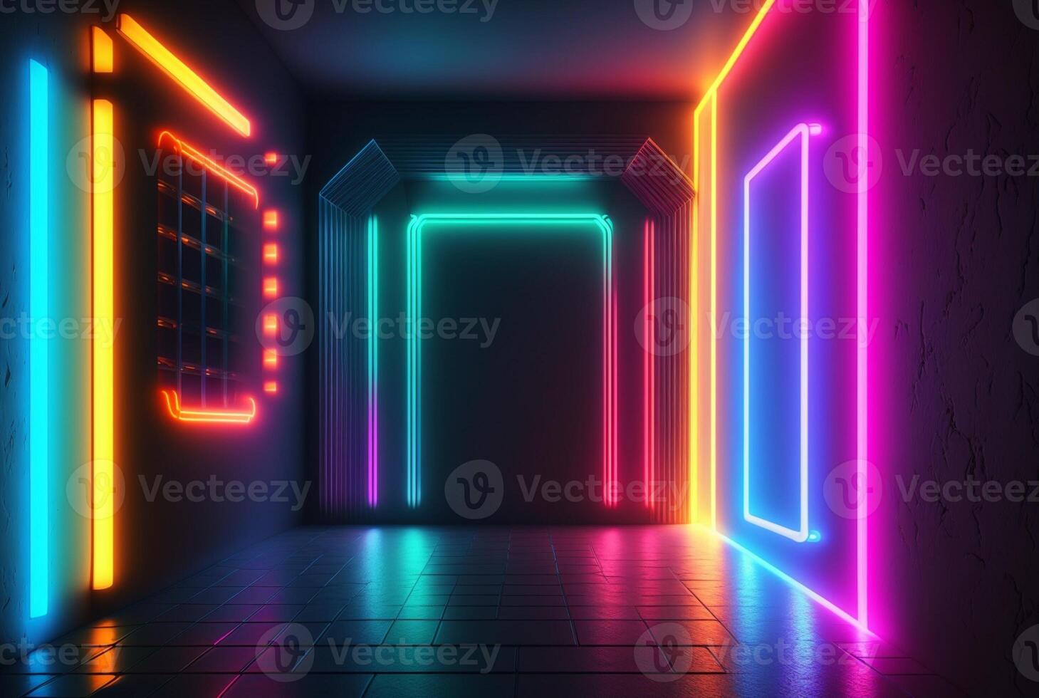 realistic background with neon light. photo