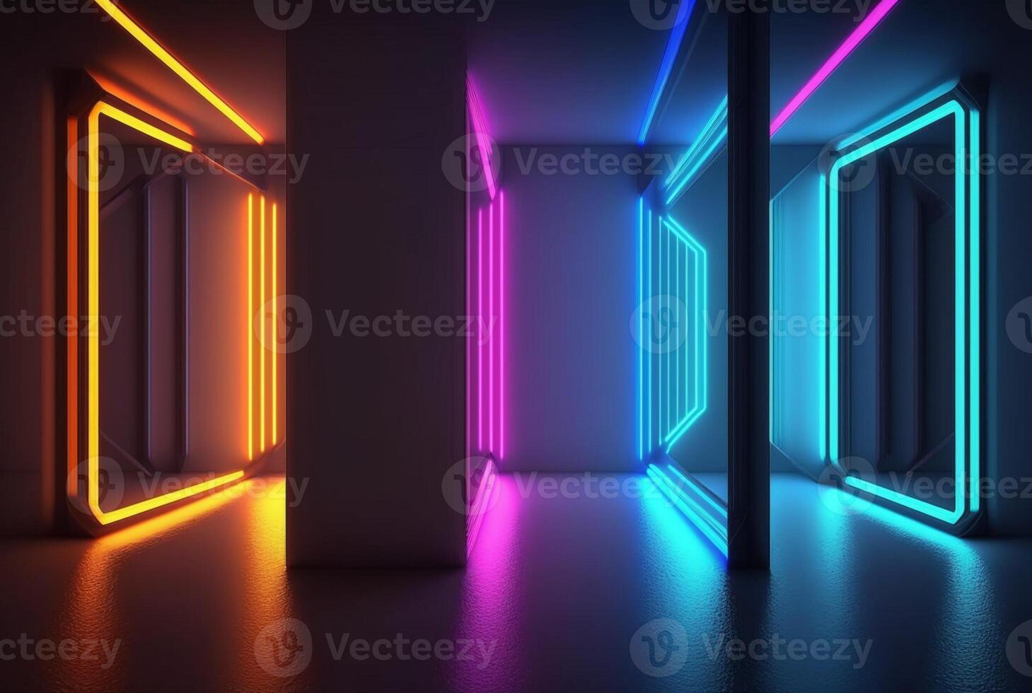realistic background with neon light. photo