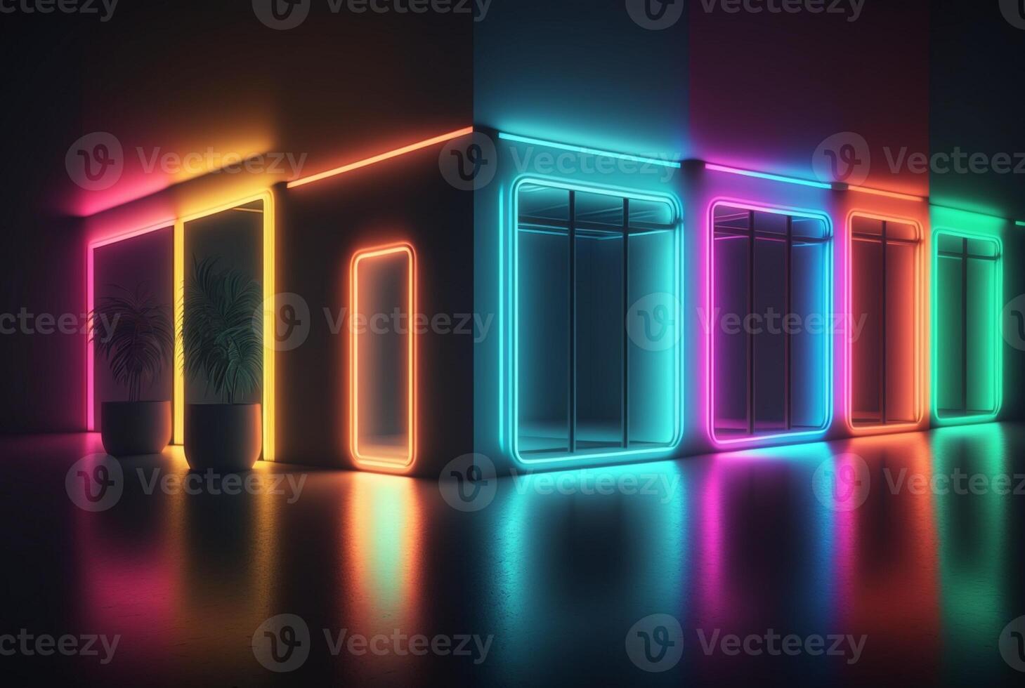 realistic background with neon light. photo