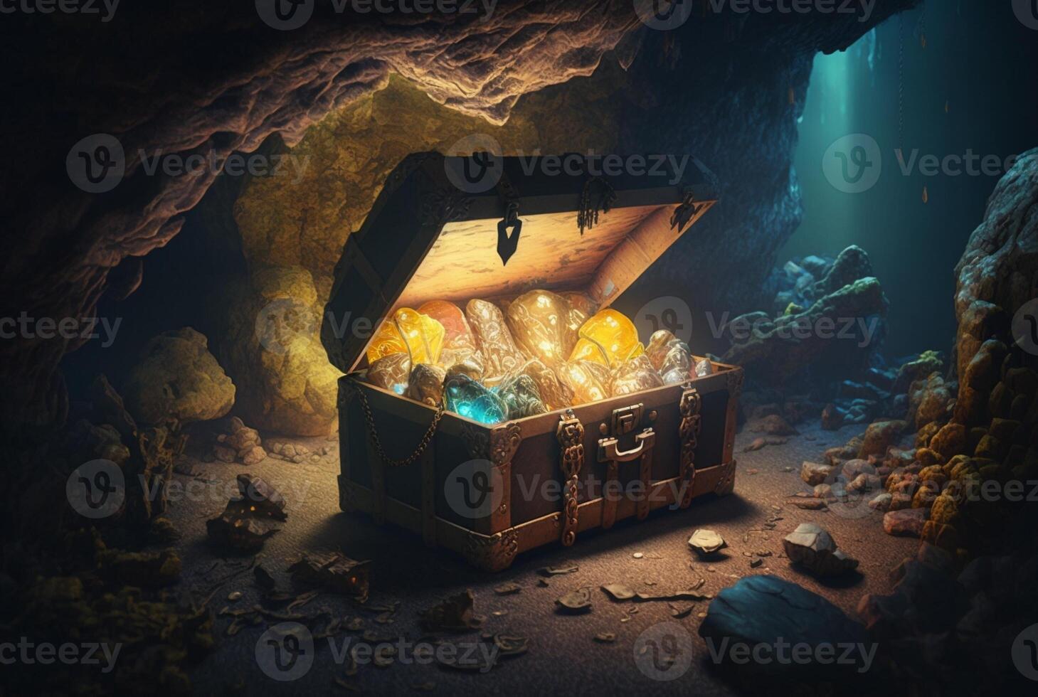 treasure that lights up in the cave. photo