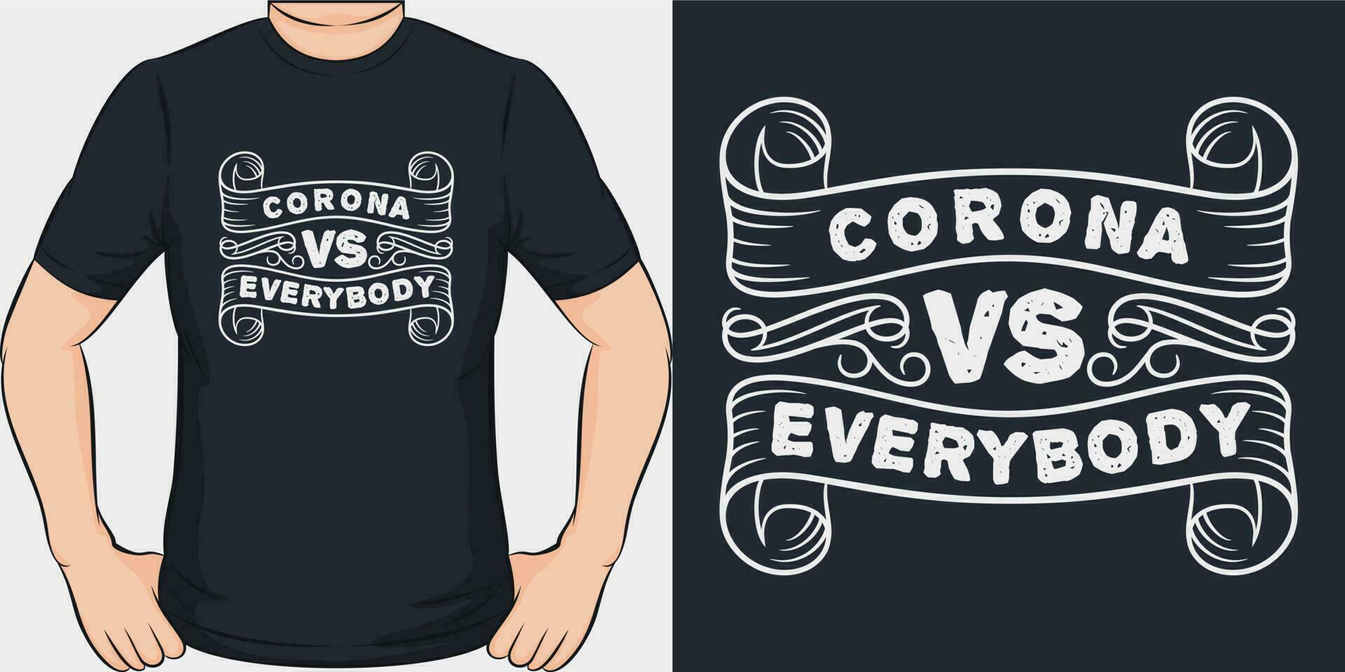 corona vs todos, covid-19 citar camiseta diseño. vector