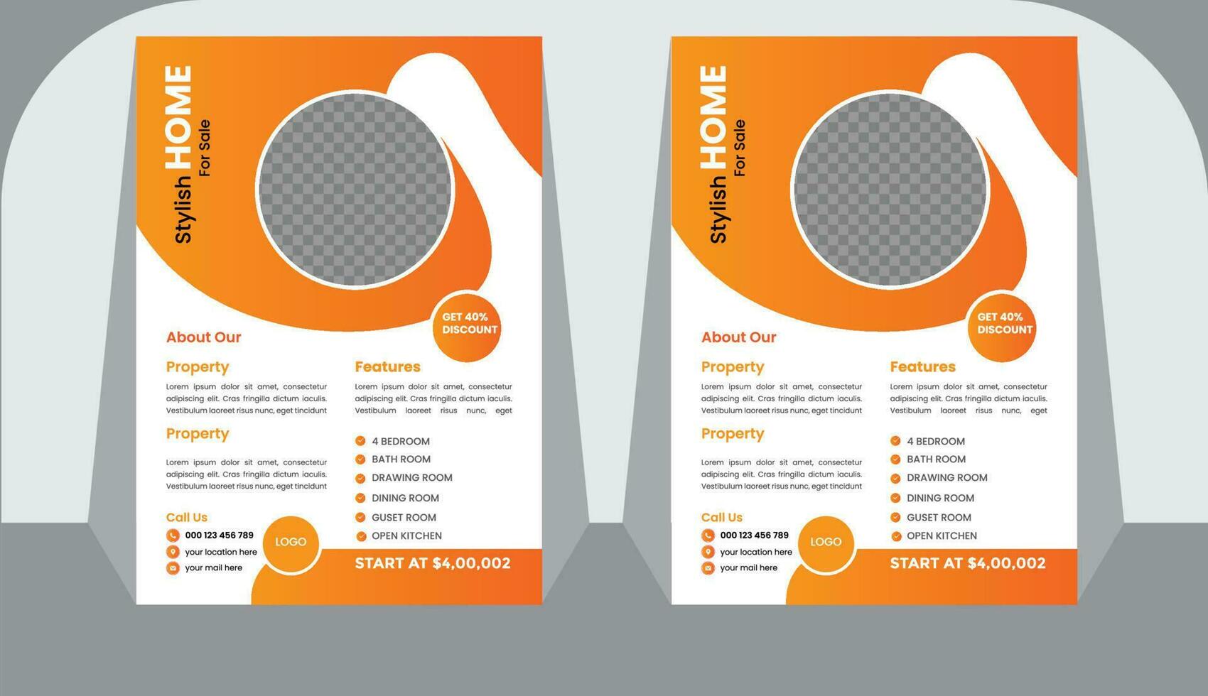Modern And Creative Home For Sale Flyer Design Vector.A4 size - Vector