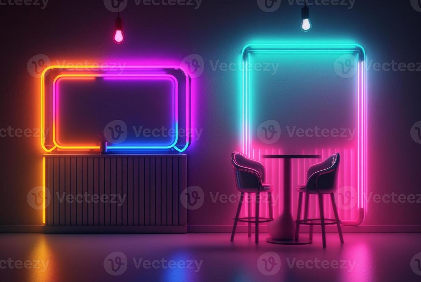 realistic background with neon light. photo