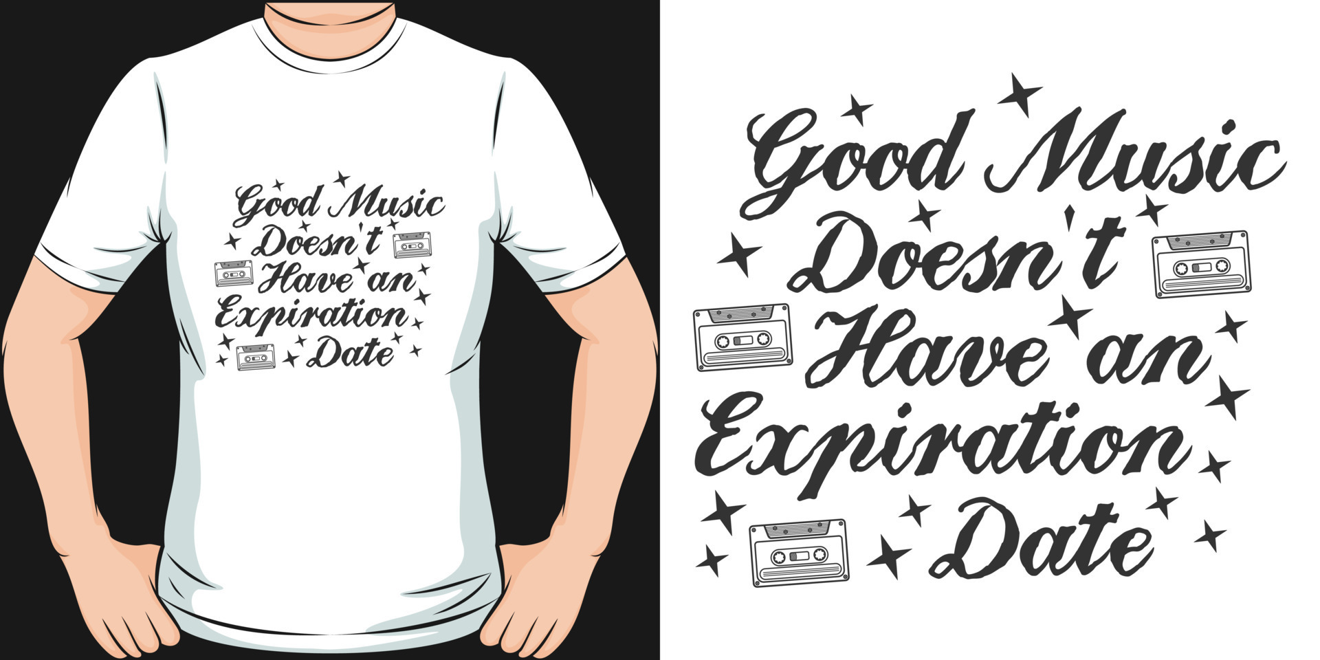 Good Music Doesn't Have an Expiration Date, Music Quote TShirt Design. 23821261 Vector Art at