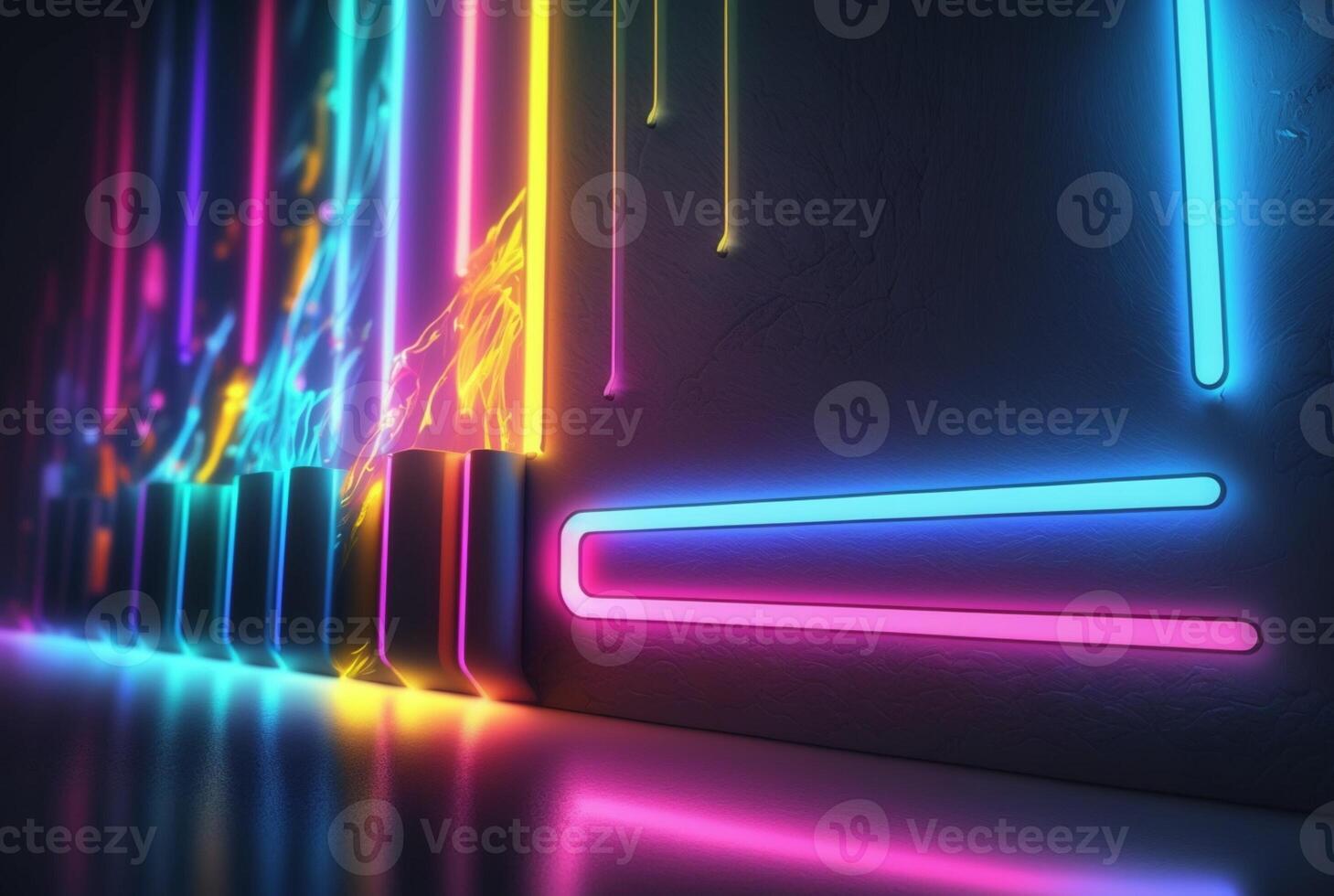 realistic background with neon light. photo