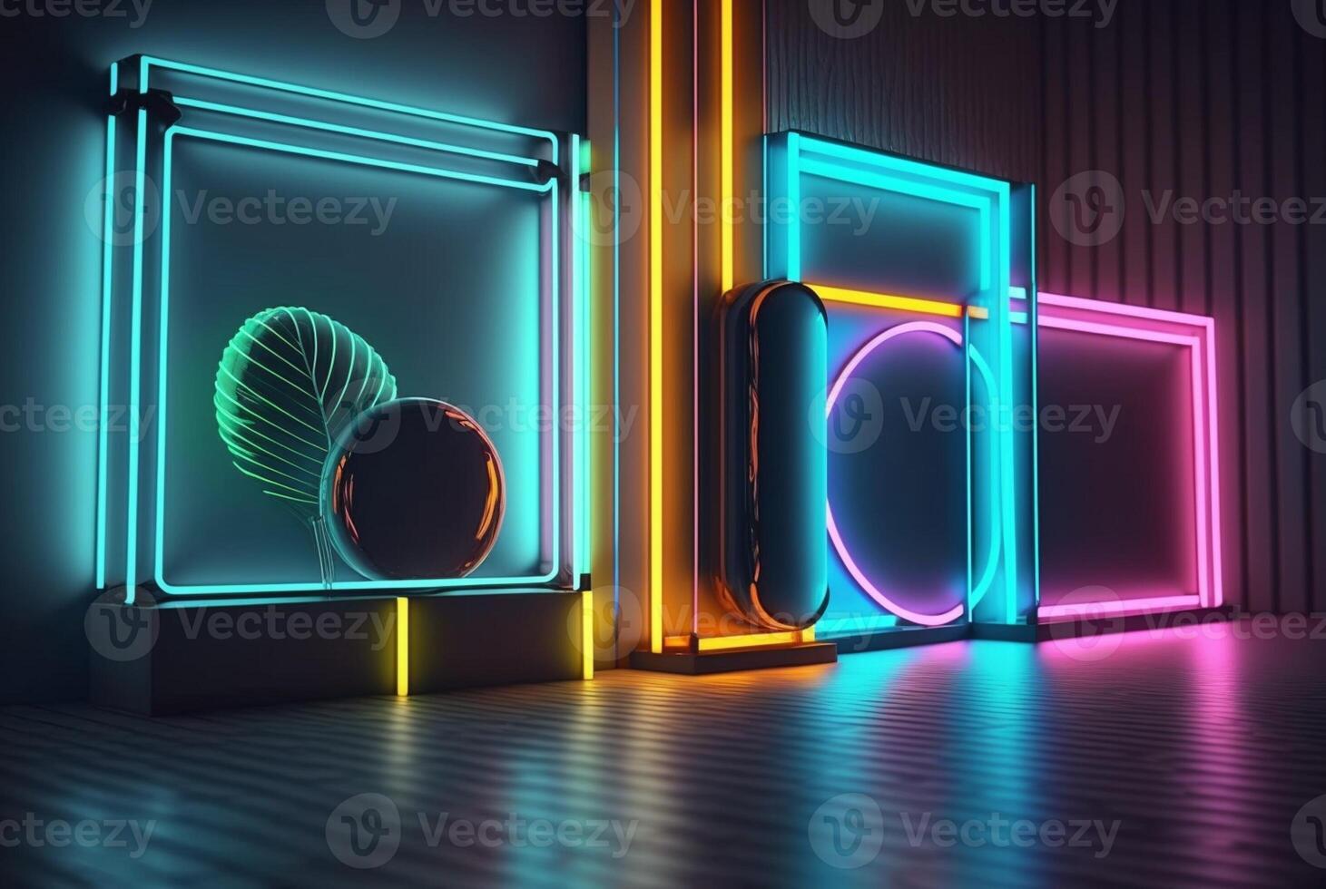 realistic background with neon light. photo