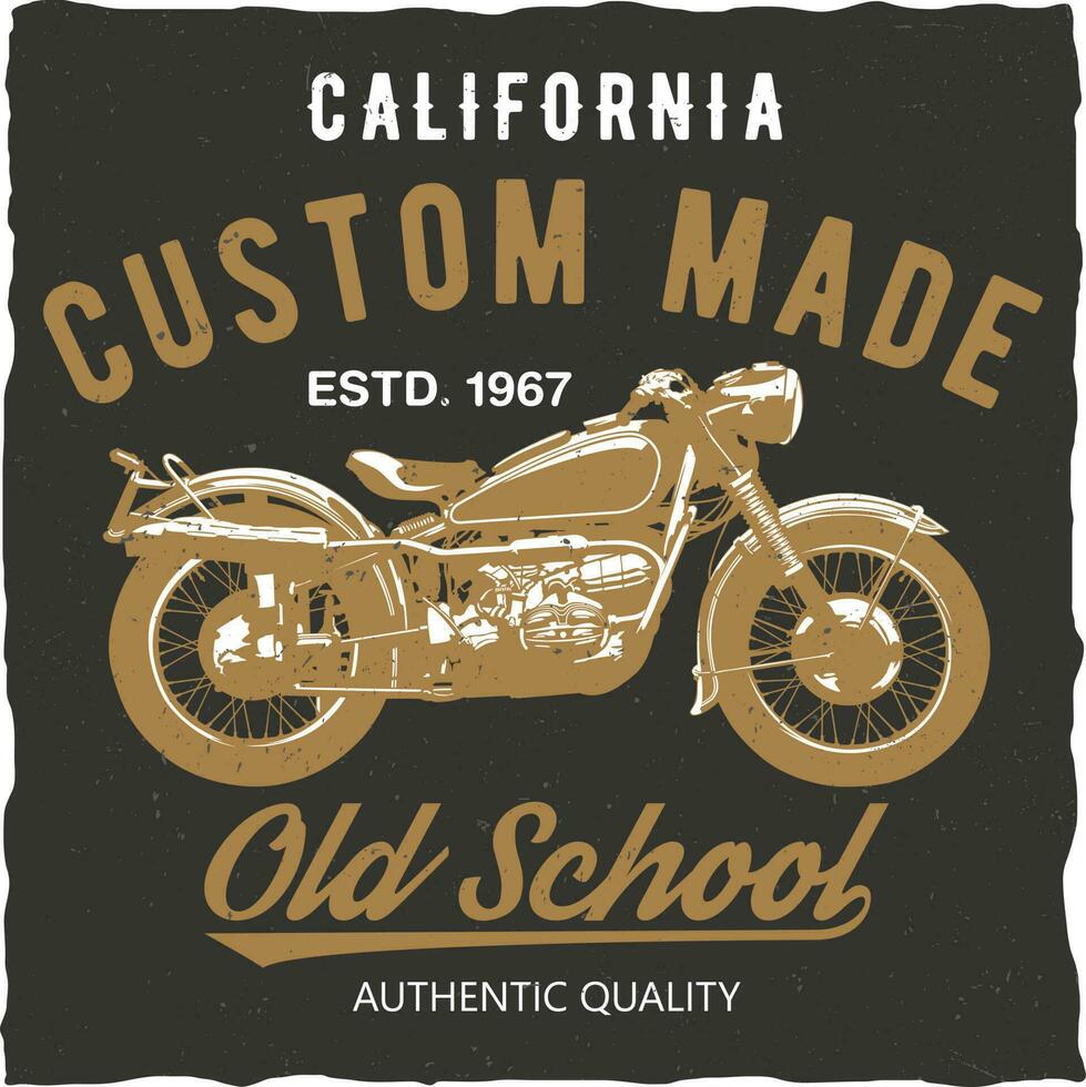 Clalifornia old school, vector icon for speedway motors sport. Motorcycle racing and speed moto retro grunge t-shirt print, biker motocross, or motorsport custom emblem