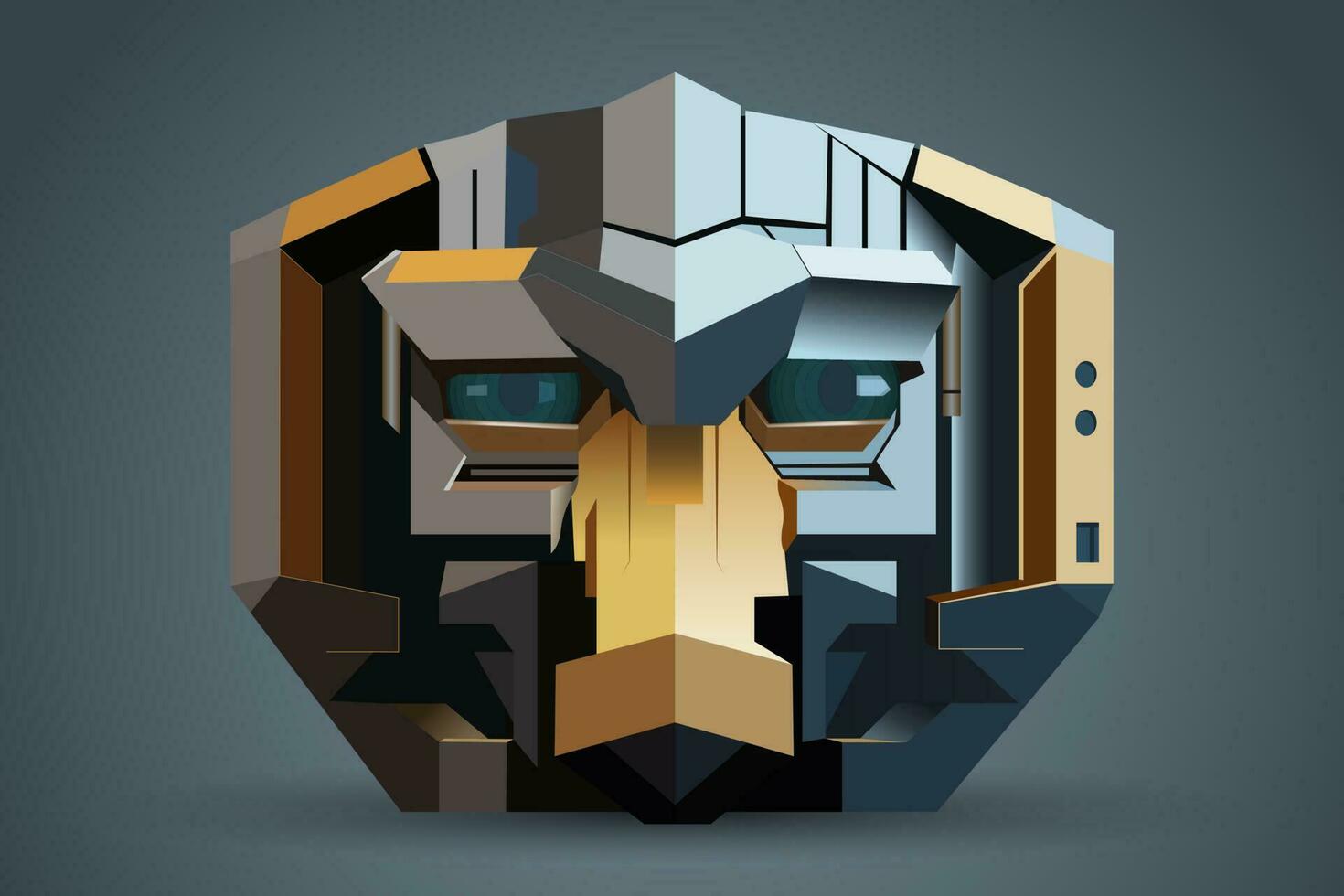 abstract face in a cubic style in the form of a robot vector