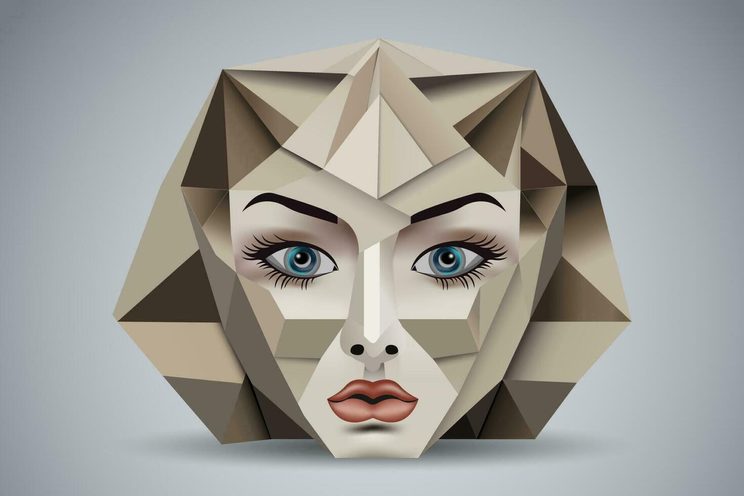 Human face in an abstract style cubic portrait drawing for graphics poster banner vector