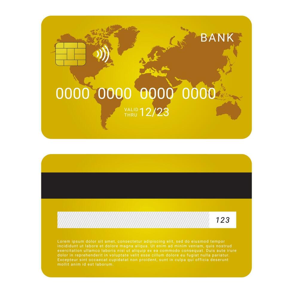 Gold credit card. Vector illustration.