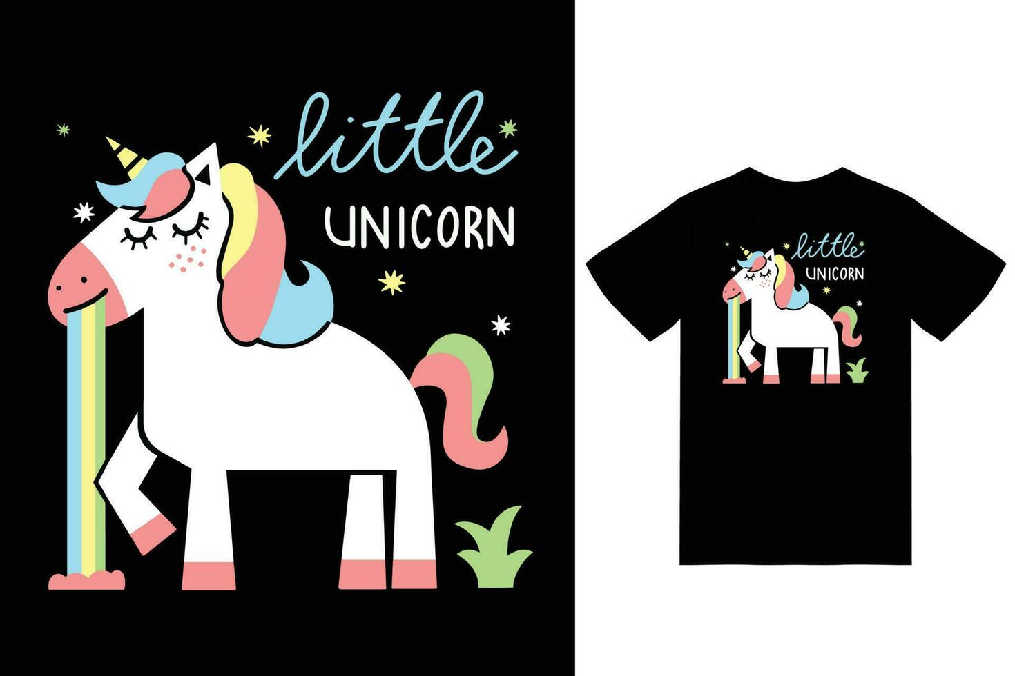 linda unicornio ilustración con camiseta diseño prima vector