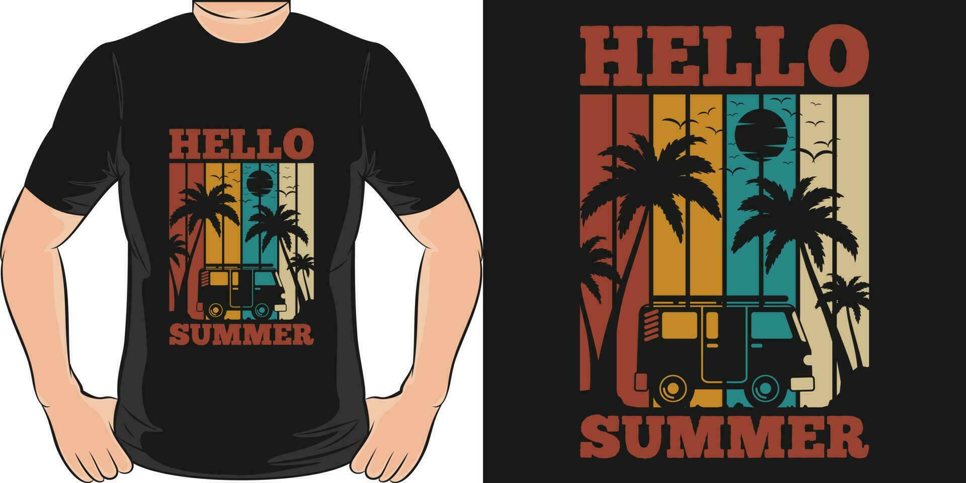 Hola verano, verano camiseta diseño. vector