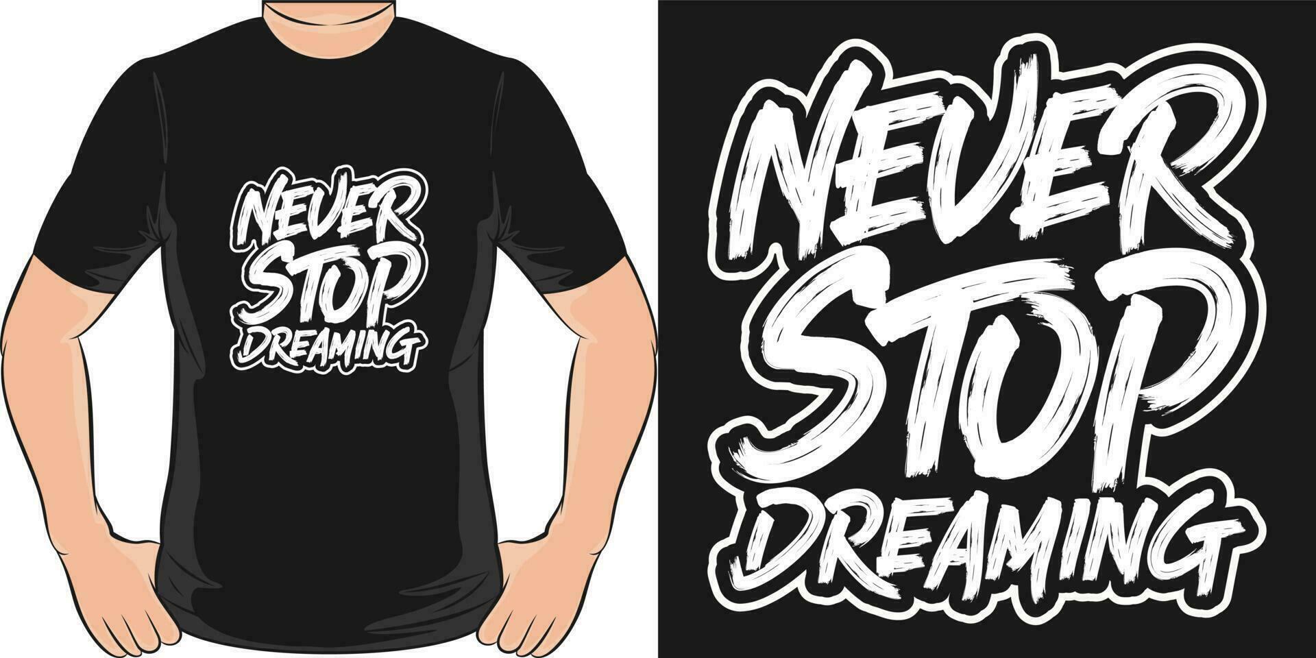 Nunca detener soñando, motivacional citar camiseta diseño. vector