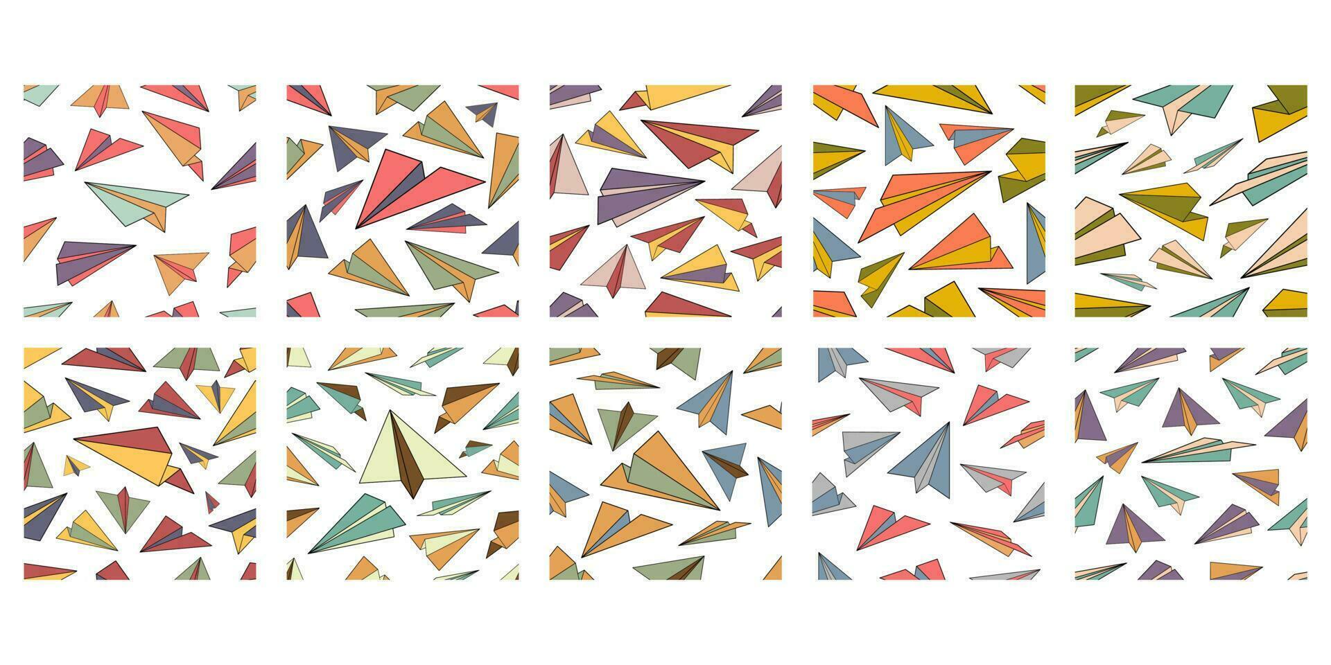 Flying Paper Plane Pattern Outline vector