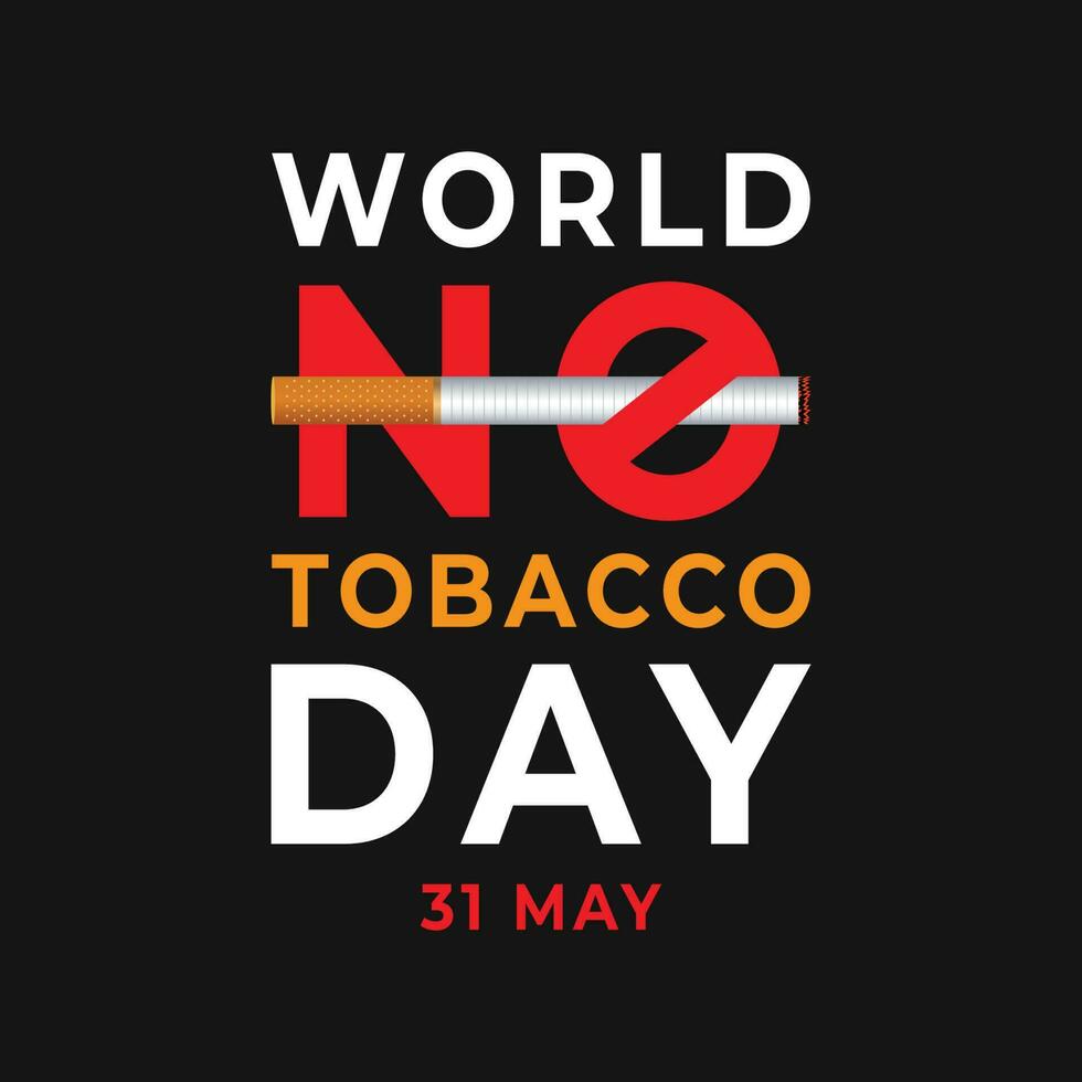 World no tobacco day, 31 May with cigarette and forbidden sign awareness social media post design template vector