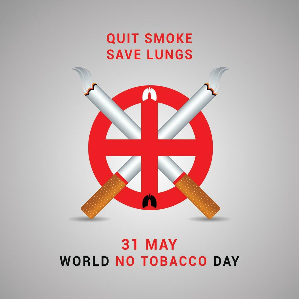 Quit smoke save lungs 31 may world no tobacco day with cigarette and forbidden sign awareness social media post design template vector