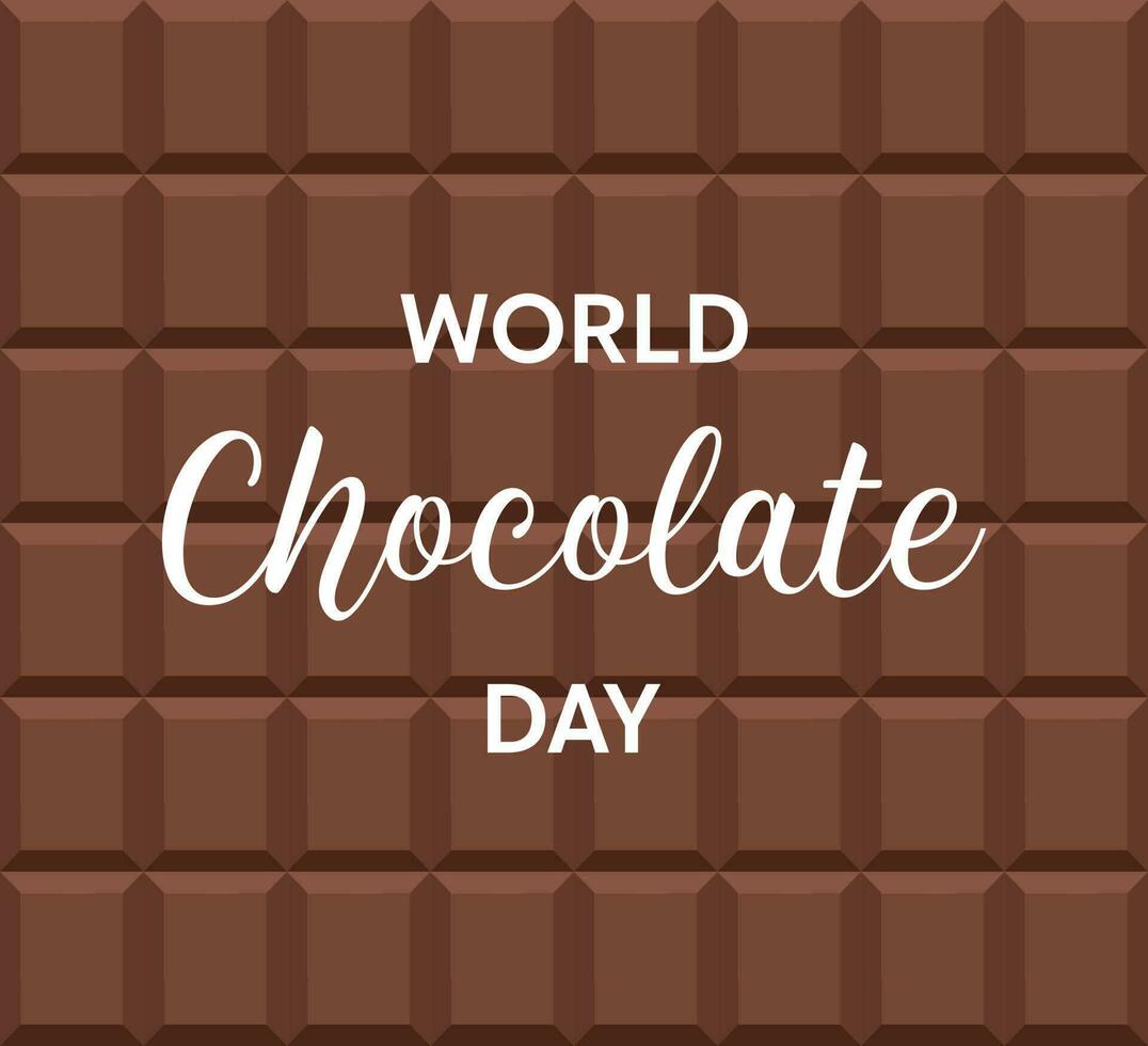 World chocolate day text with chocolate bar background. vector