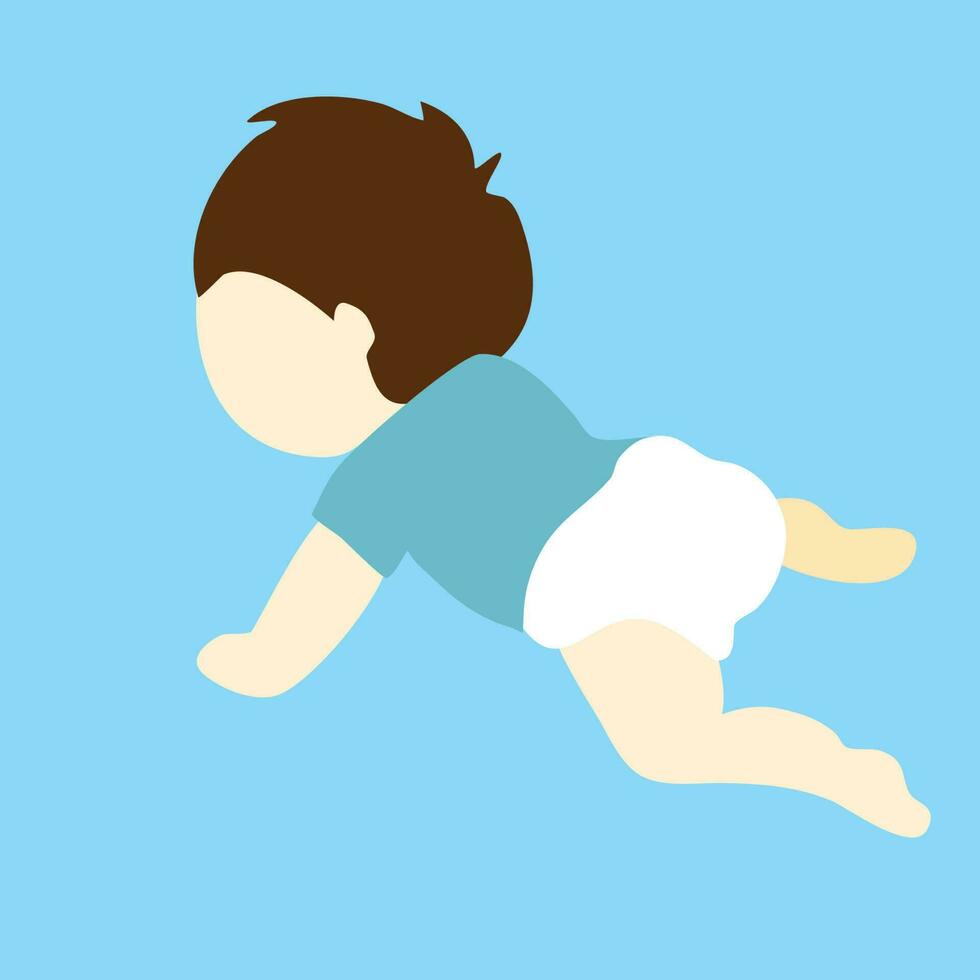 cute baby learning to crawling vector