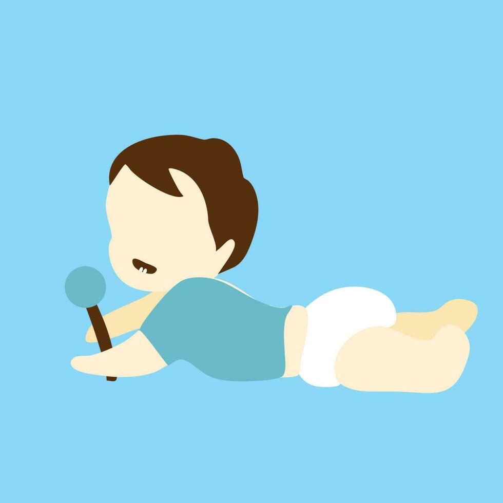 cute baby learning to crawling vector