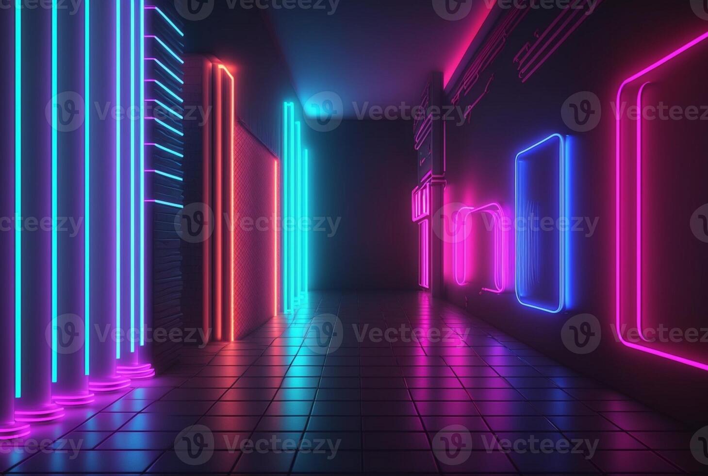 realistic background with neon light. photo