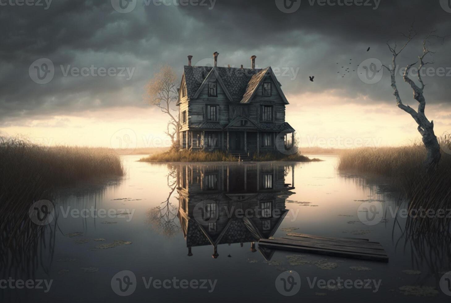 horror house in swamp swamp. photo