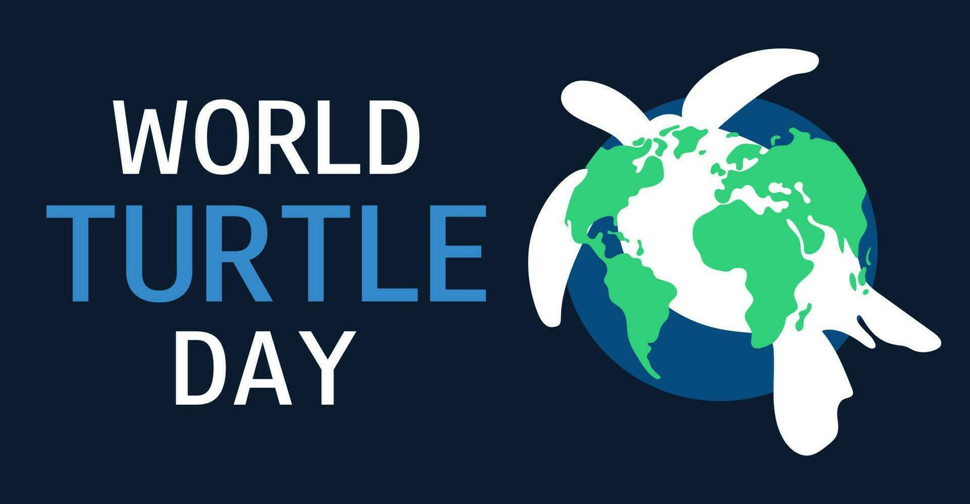 World turtle day background. May 23. Save the ocean concept. Vector illustration of turtle silhouette with world map.