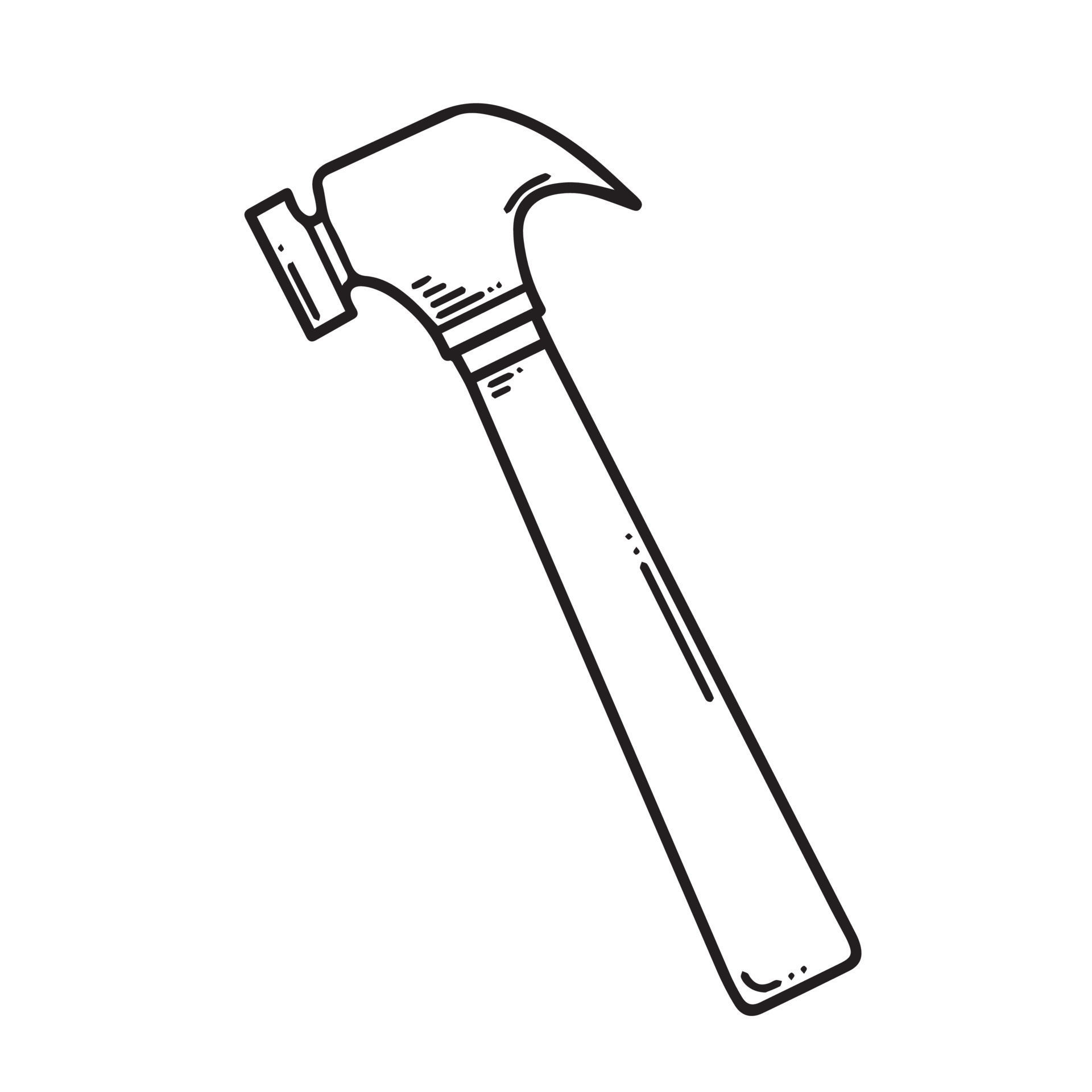 Hammer black and white outline vector icon illustration isolated on