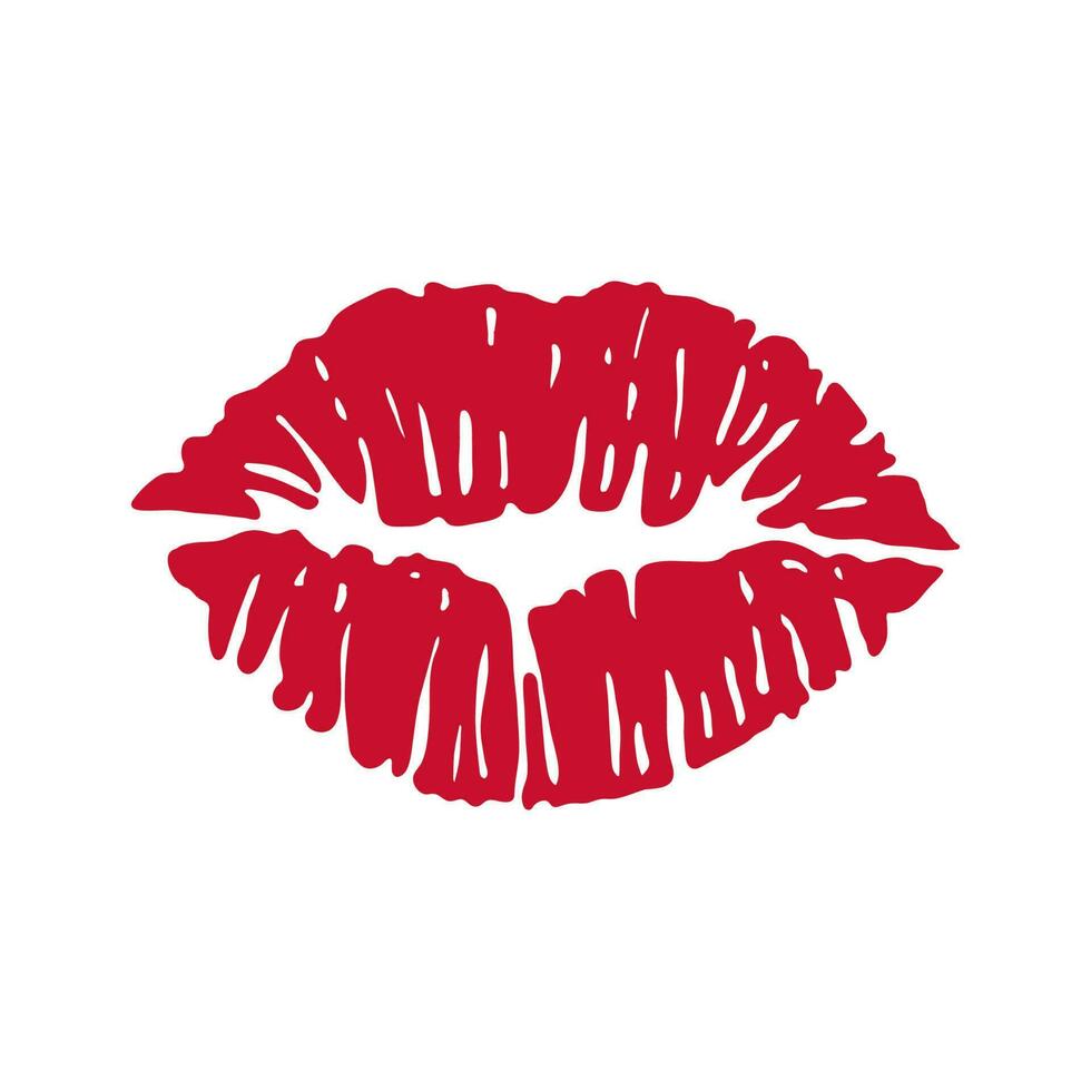 mujer rojo lápiz labial Beso vector