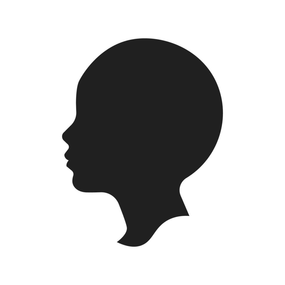 boy side face silhouette kid vector