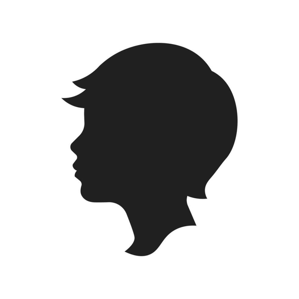 boy side face silhouette kid vector