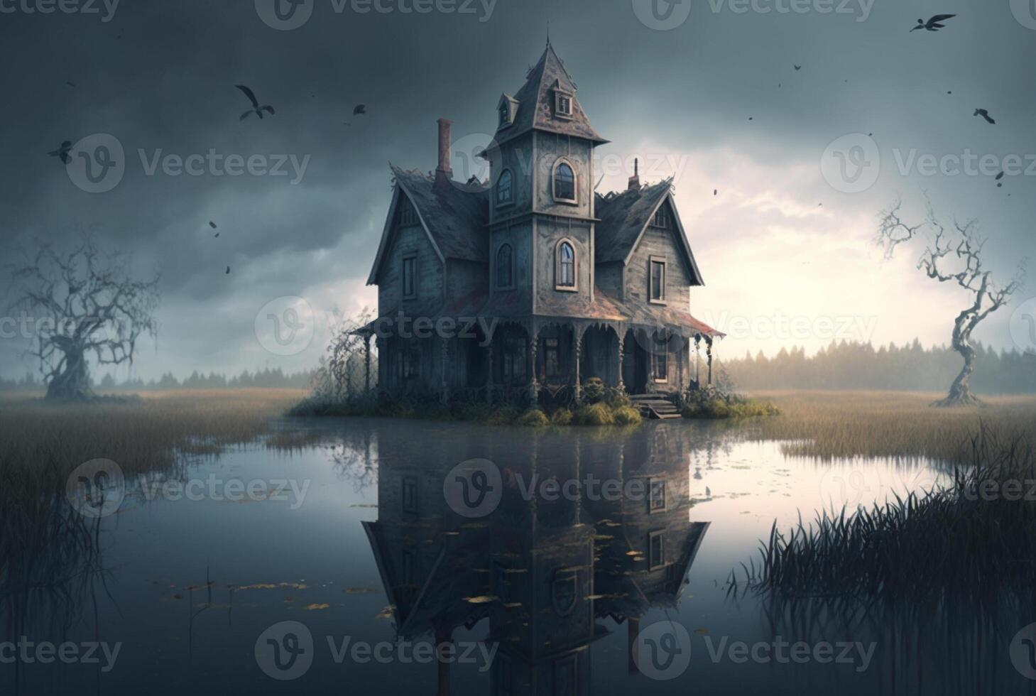 horror house in swamp swamp. photo