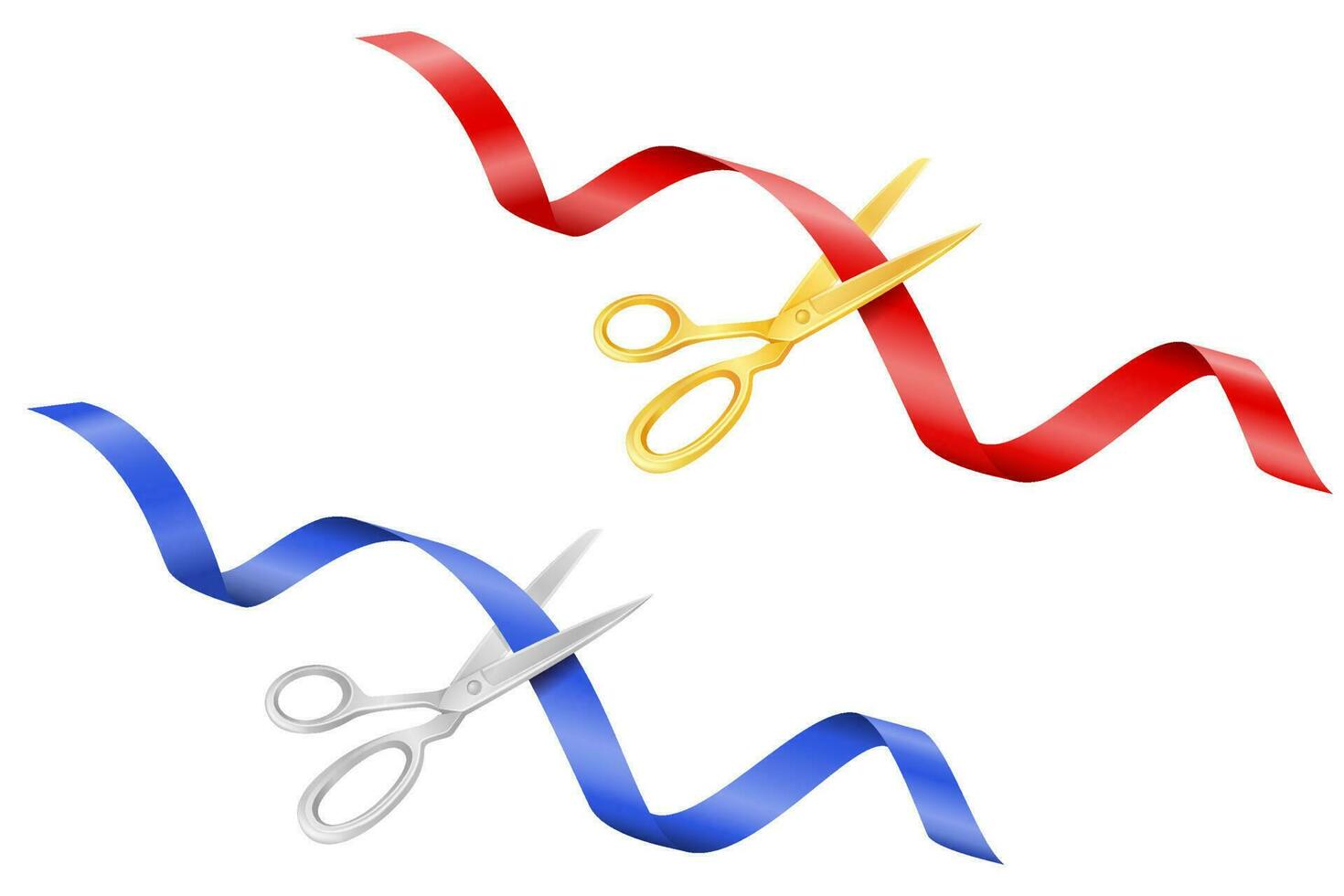 scissors cutting a satin ribbon at an opening or ceremony vector