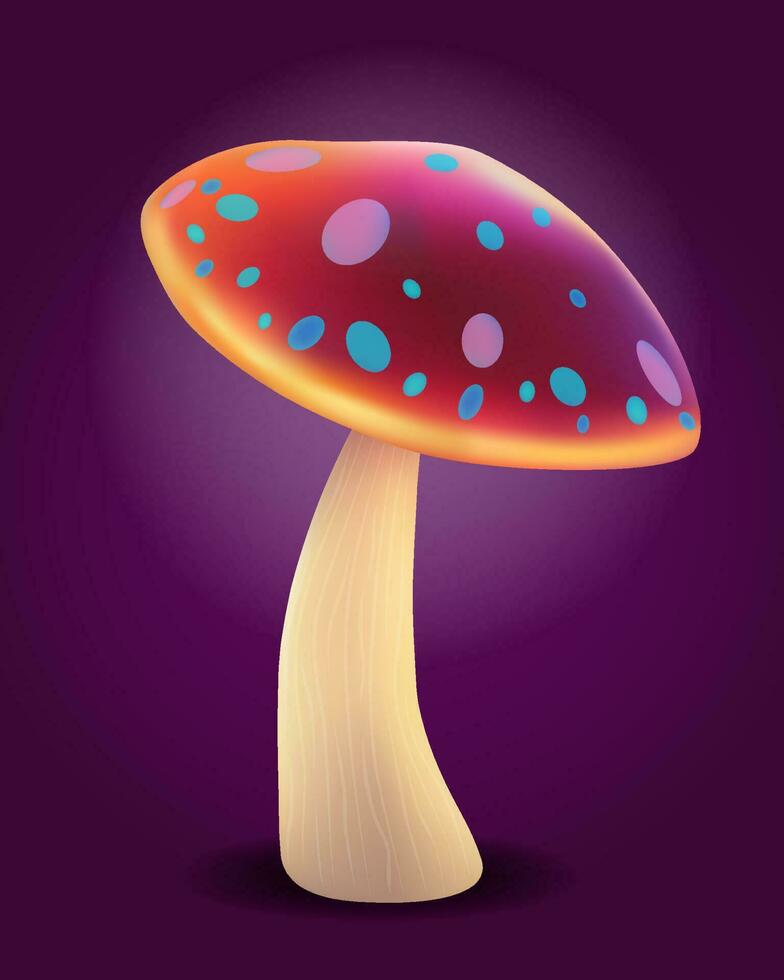 fantasy magic multicolored mushrooms narcotic and intoxicating shine luminous vector illustration isolated on background
