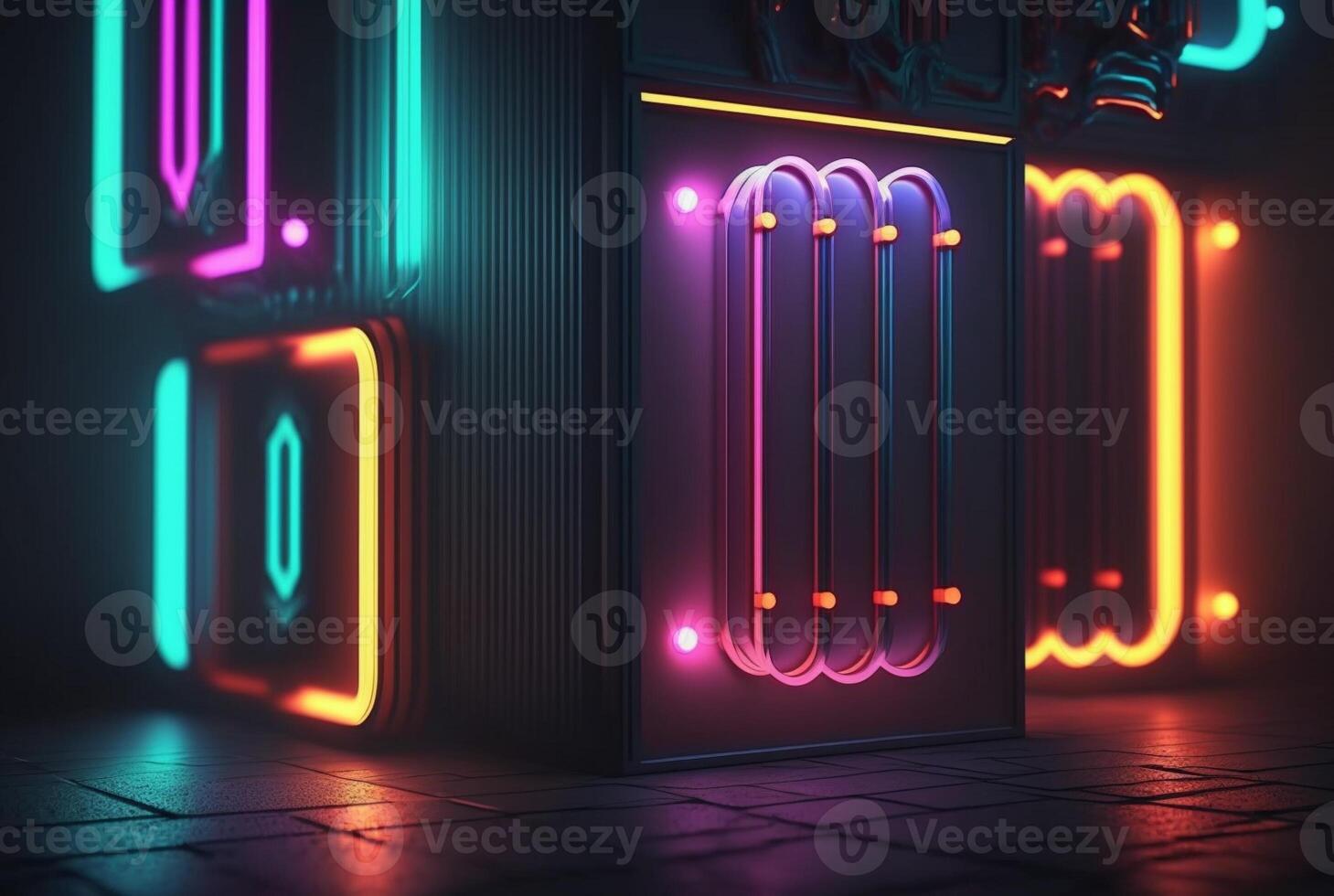 realistic background with neon light. photo