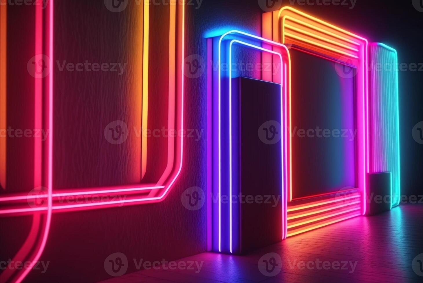 realistic background with neon light. photo